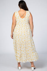 Yellow Floral Ruffle Tiered Plus Maxi Dress