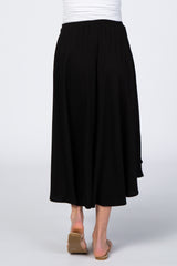 Black Drawstring Skater Maternity Midi Skirt