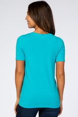 Aqua V-Neck Short Sleeve Basic Top