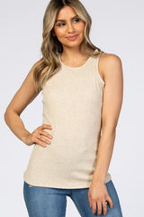 Beige Ribbed Tank Top