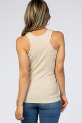 Beige Ribbed Tank Top