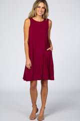 Burgundy Sleeveless Maternity Shift Dress