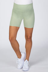 Mint Ribbed Maternity Biker Shorts