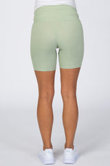 Mint Ribbed Maternity Biker Shorts