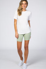 Mint Ribbed Maternity Biker Shorts