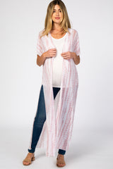 Mauve Tie Dye Mesh Long Maternity Cover Up