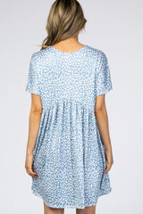 Blue Animal Print Short Sleeve Dress