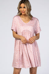 Peach Animal Print Short Sleeve Dress