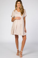 Taupe Animal Print Short Sleeve Maternity Dress