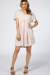 Taupe Animal Print Short Sleeve Maternity Dress