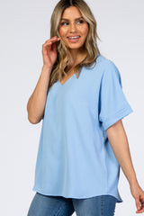 Light Blue V-Neck Blouse