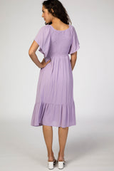 Lavender Smocked Ruffle Dress