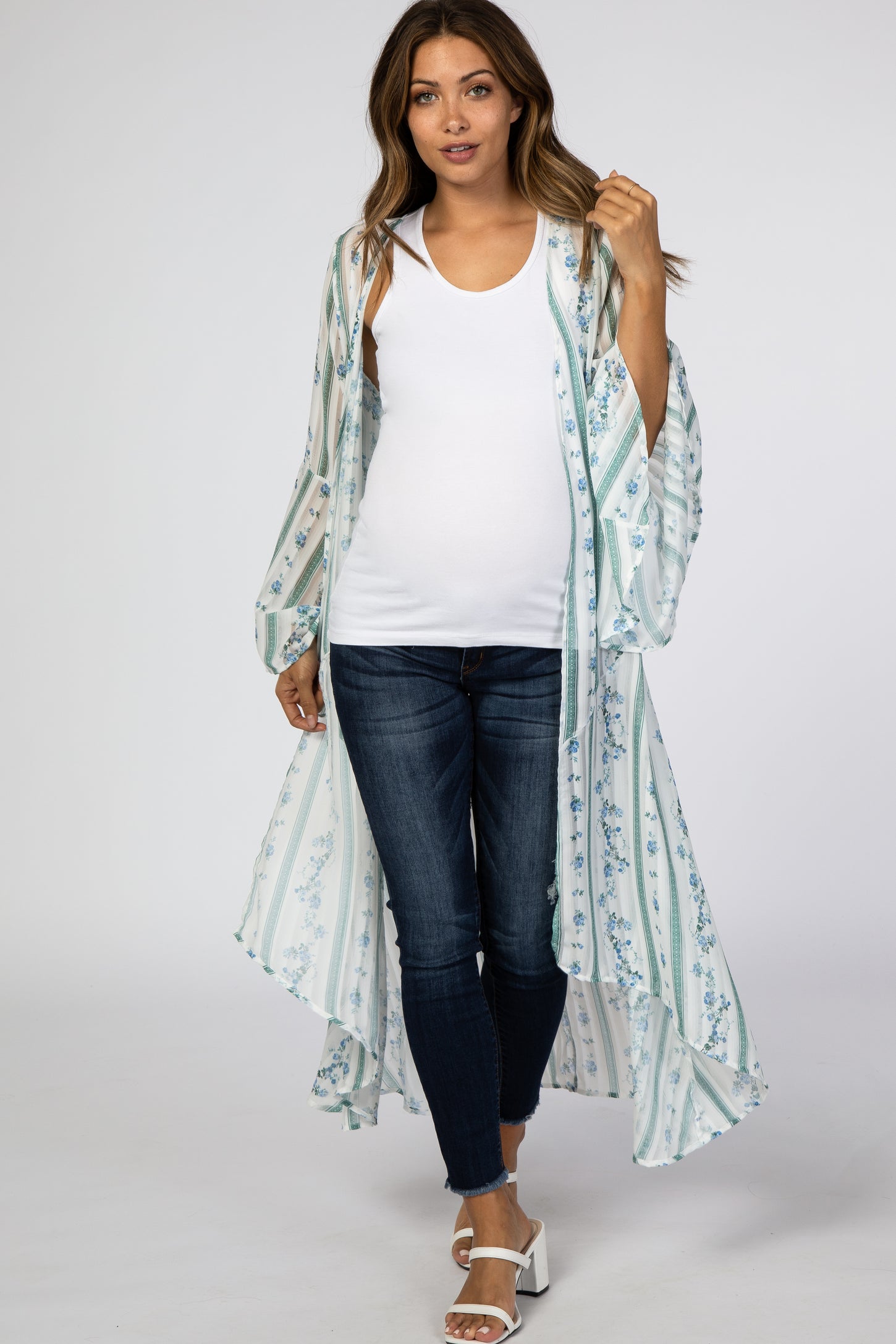 Ivory Floral Long Maternity Cover Up