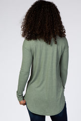 Olive Long Sleeve Ribbed Top