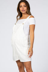 White Maternity Short Overalls