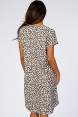 Taupe Animal Print V-Neck Dress