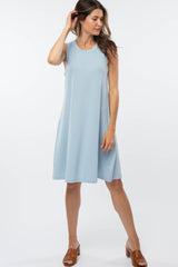 Light Blue Sleeveless Maternity Dress