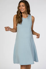 Light Blue Sleeveless Maternity Dress