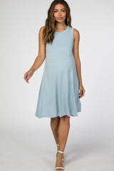 Light Blue Sleeveless Maternity Dress