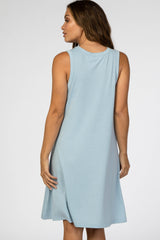 Light Blue Sleeveless Maternity Dress