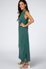 Teal Sleeveless Side Slit Maxi Dress