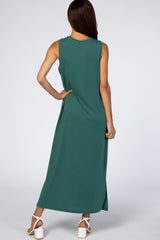 Teal Sleeveless Side Slit Maxi Dress