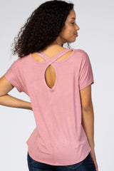 Mauve Cross Back Short Sleeve Top