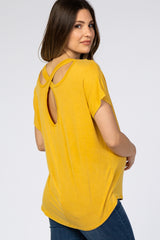 Yellow Cross Back Short Sleeve Maternity Top