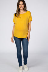 Yellow Cross Back Short Sleeve Maternity Top