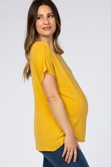 Yellow Cross Back Short Sleeve Maternity Top