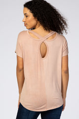 Taupe Cross Back Short Sleeve Top