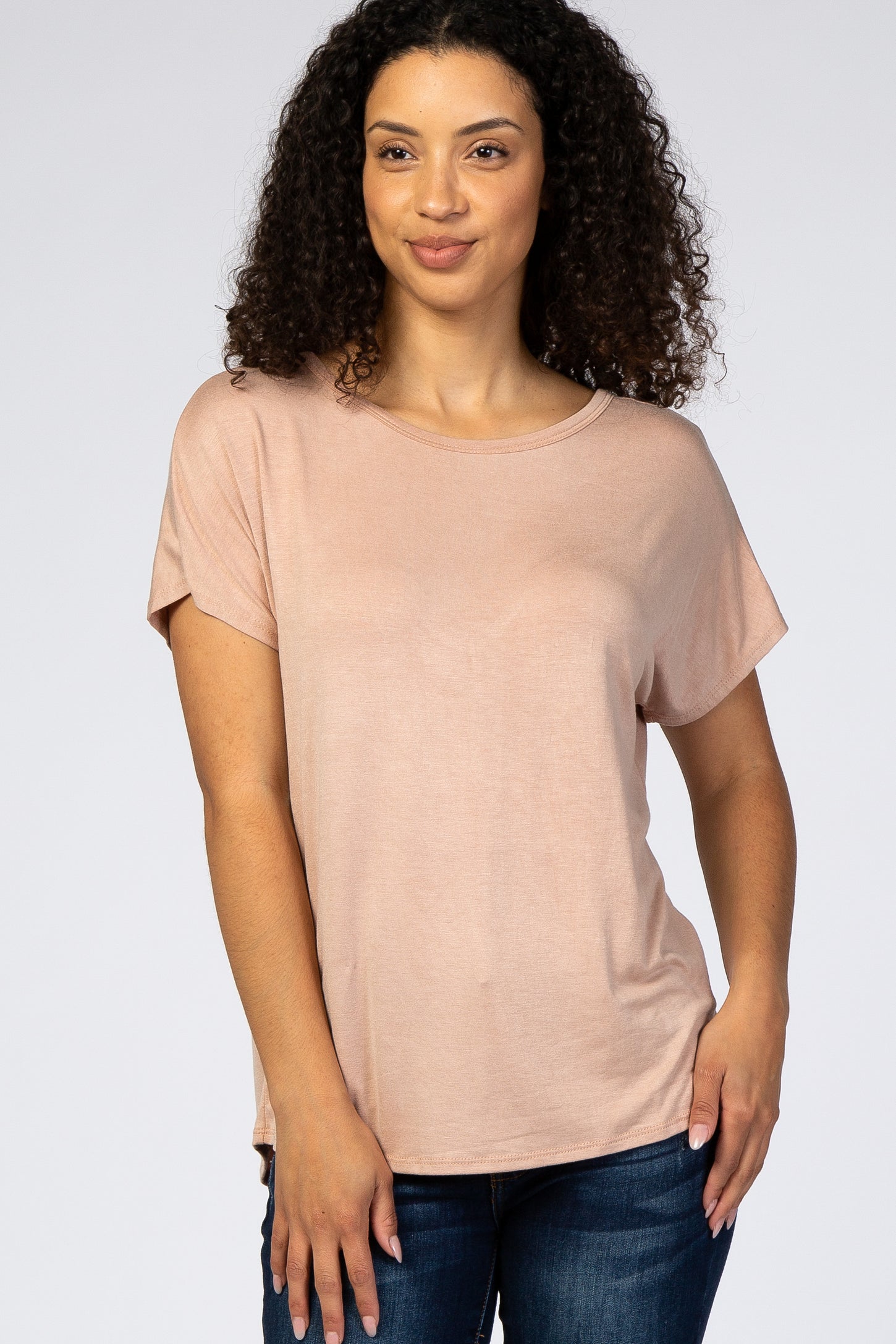 Taupe Cross Back Short Sleeve Top
