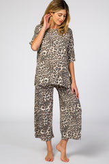 Brown Leopard Print Maternity Lounge Set