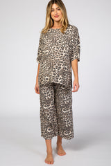 Brown Leopard Print Maternity Lounge Set