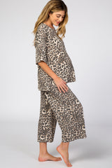 Brown Leopard Print Maternity Lounge Set