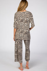 Brown Leopard Print Maternity Lounge Set