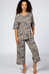 Brown Leopard Print Maternity Lounge Set