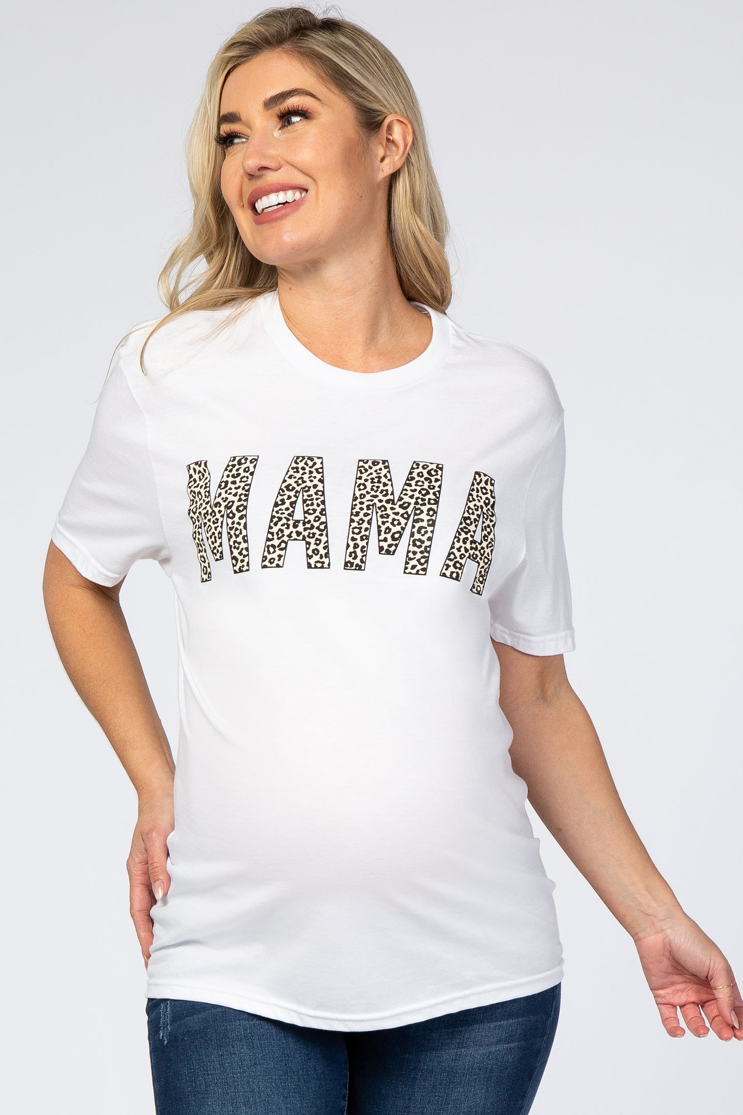 White Animal Print Mama Graphic Maternity Top