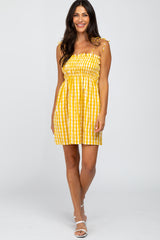 Yellow Gingham Smocked Dress