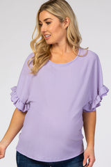 Lavender Textured Ruffle Sleeve Maternity Top