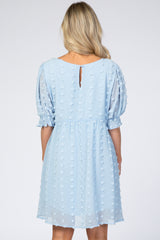 Light Blue Swiss Dot Maternity Dress