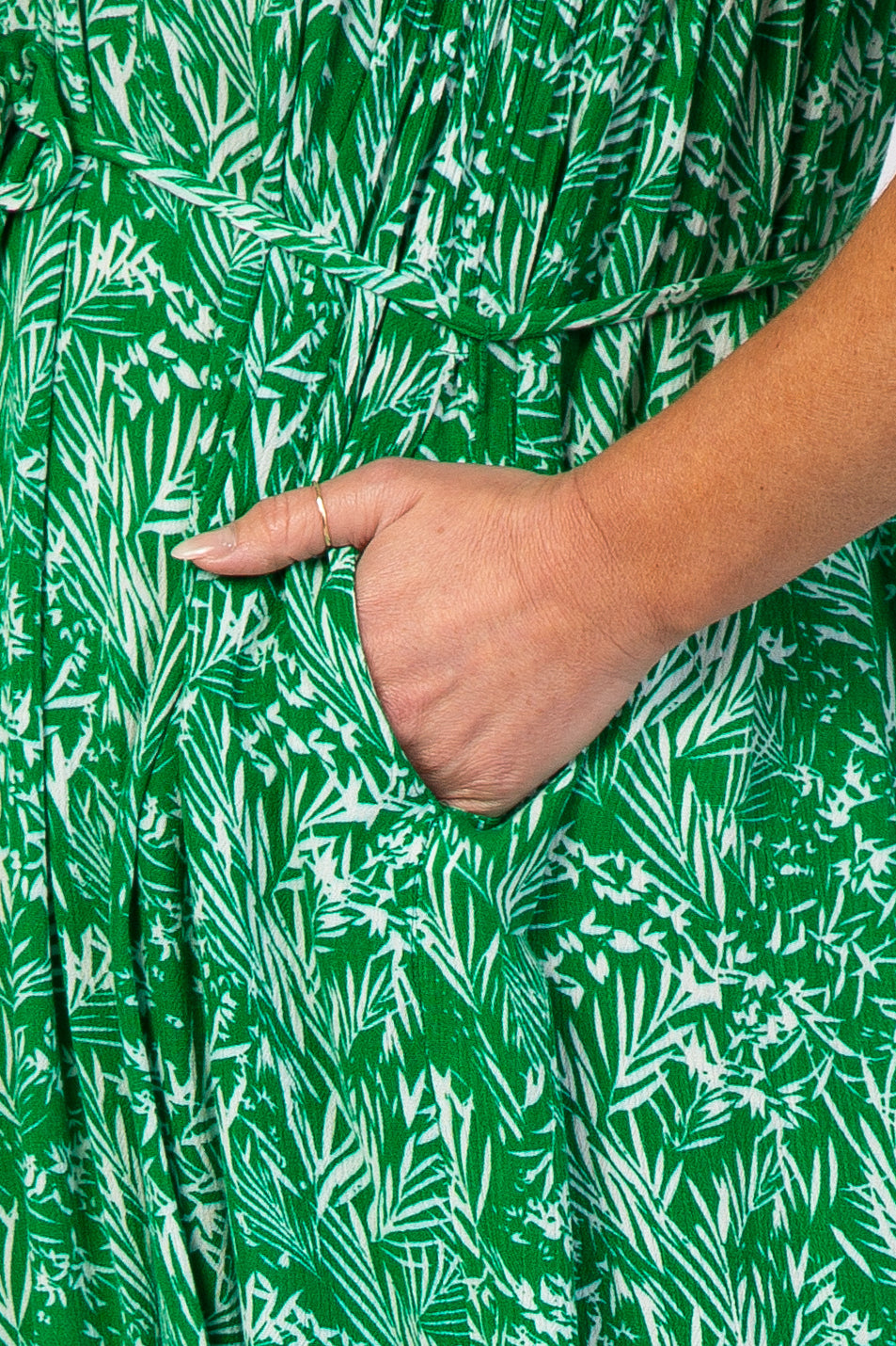 Green Tropical Print Maternity Jumpsuit