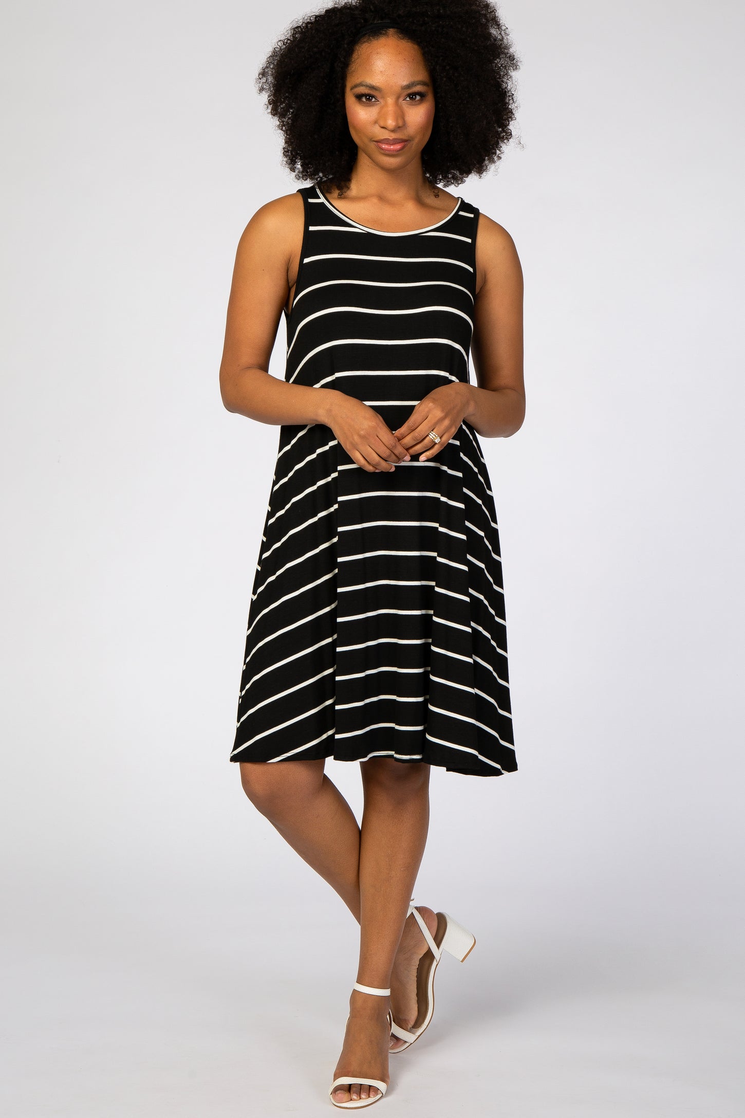 Black Striped Sleeveless Dress