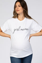 White "Girl Mama" Graphic Maternity Tee