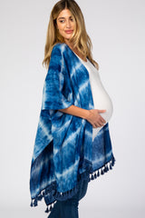 Navy Blue Tie Dye Tassel Maternity Coverup