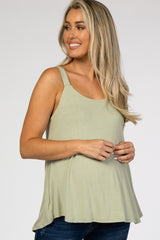 Light Olive Wide Strap Flowy Maternity Tank