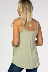 Light Olive Wide Strap Flowy Maternity Tank