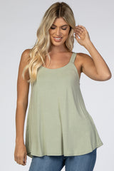 Light Olive Wide Strap Flowy Maternity Tank