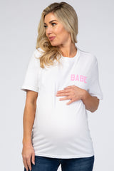 White "Babe" Graphic Maternity Tee