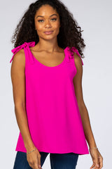 Magenta Knot Accent Sleeveless Top